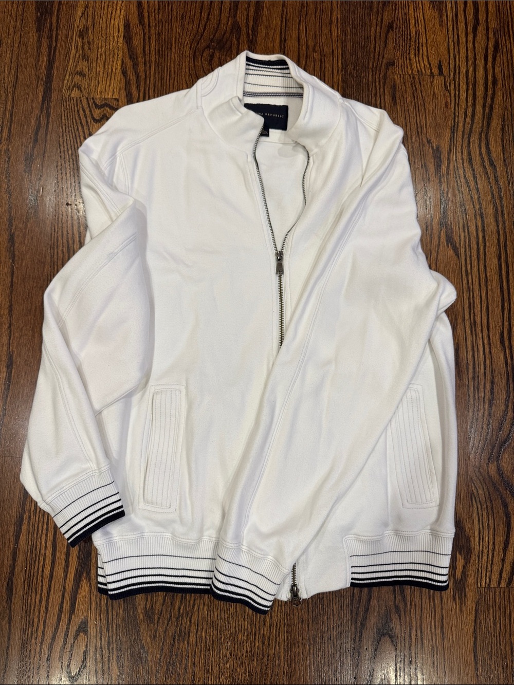 Banana Republic Men's White Zip-Front Sweater Jacket